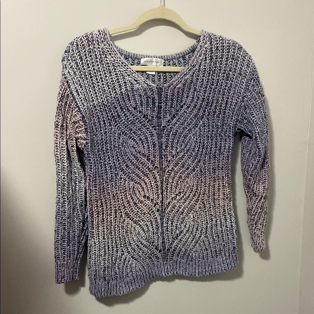 Christopher & Banks Purple Crew Neck Sweater with Textured‎ Knit